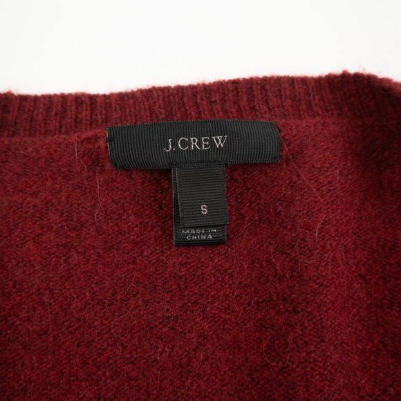 J. CREW deep V-neck long cranberry red pullover tunic sweater size S - Picture 2 of 8